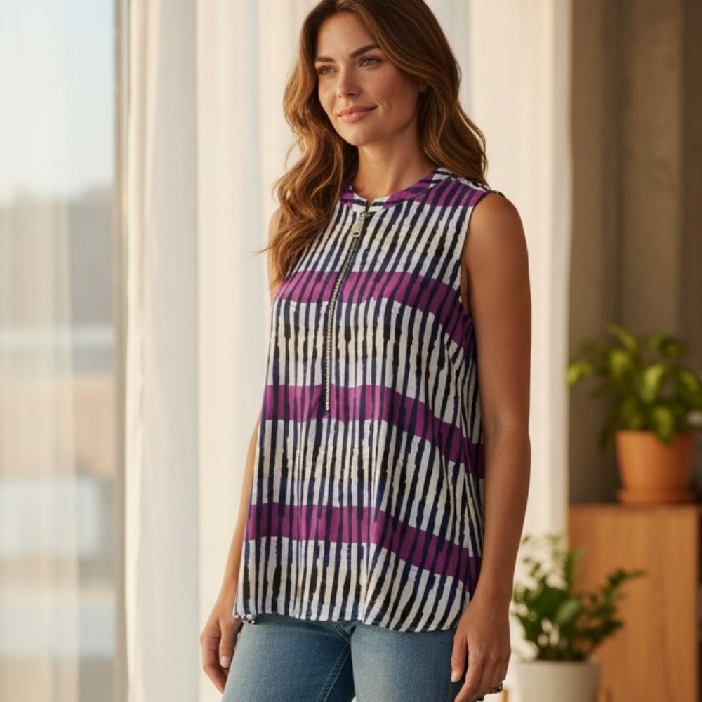 Alfani Sleeveless Berry Bliss Hi Low Sleeveless Top Large